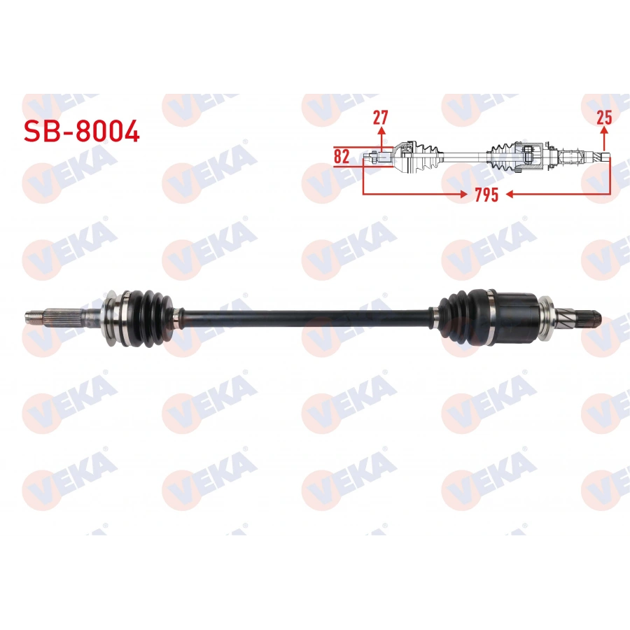 KOMPLE AKS SOL-SAG ARKA UZUNLUK 795mm 8 MISKETLI SUBARU IMPREZA 2.0 2012- / LEGACY 2.0 2009-2014 / OUTBACK 2.0 D 2009- / XV 1.6 2012- / FORESTER 2.0 i AWD, 2.0 D AWD 2013-