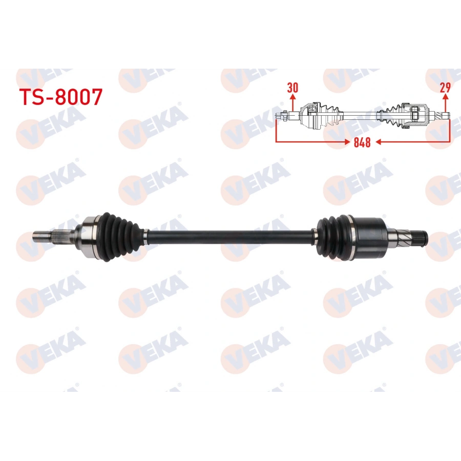 KOMPLE AKS SOL-SAG ARKA UZUNLUK 848mm (AKS CAPI 25mm) TESLA MODEL Y EV 2019-