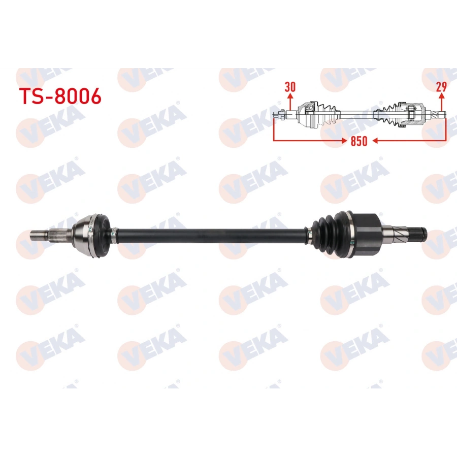 KOMPLE AKS SOL-SAG ARKA UZUNLUK 850mm (AKS CAPI 28mm) TESLA MODEL Y EV 2019-