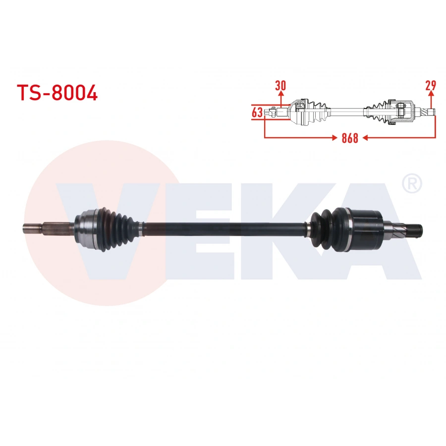 KOMPLE AKS SOL-SAG ARKA UZUNLUK 868mm TESLA MODEL S 2012- / MODEL X 2012-