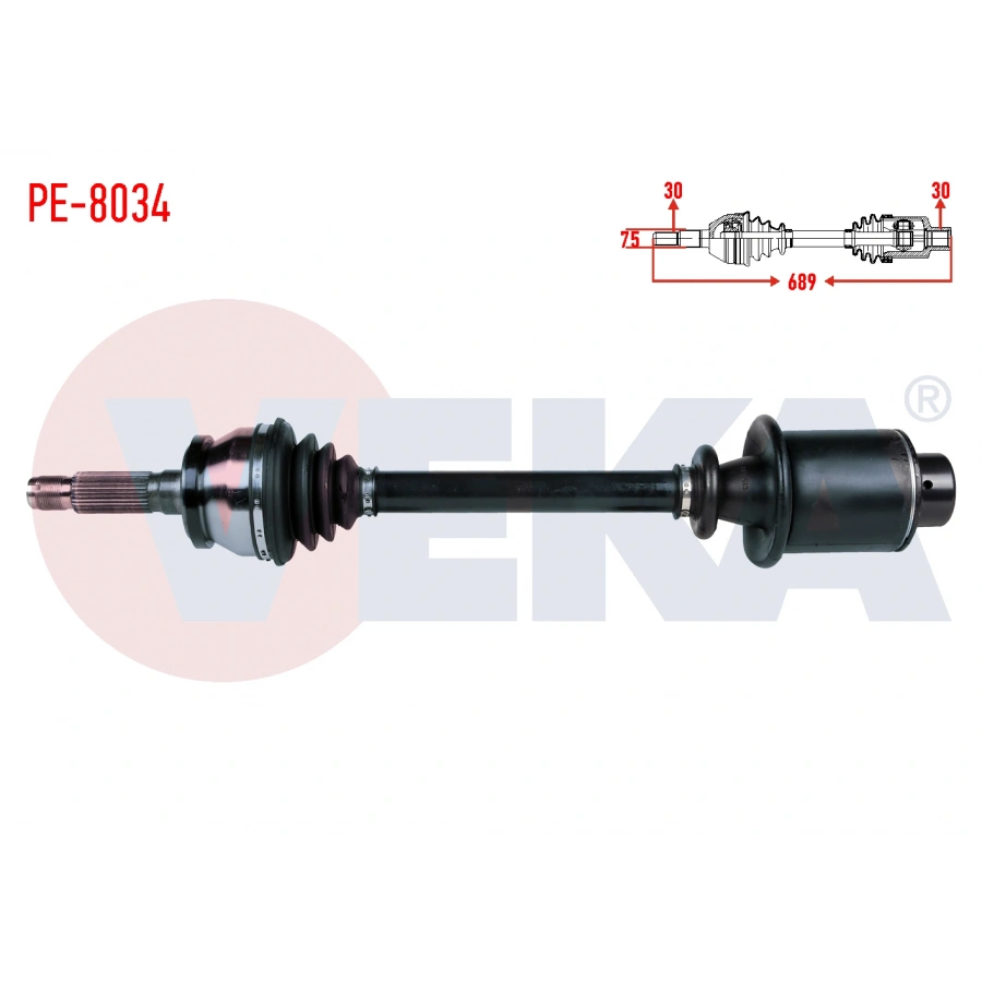 KOMPLE AKS SOL-SAG ON PEUGEOT J9 2.5 D UZUNLUK 690mm 1980-1988