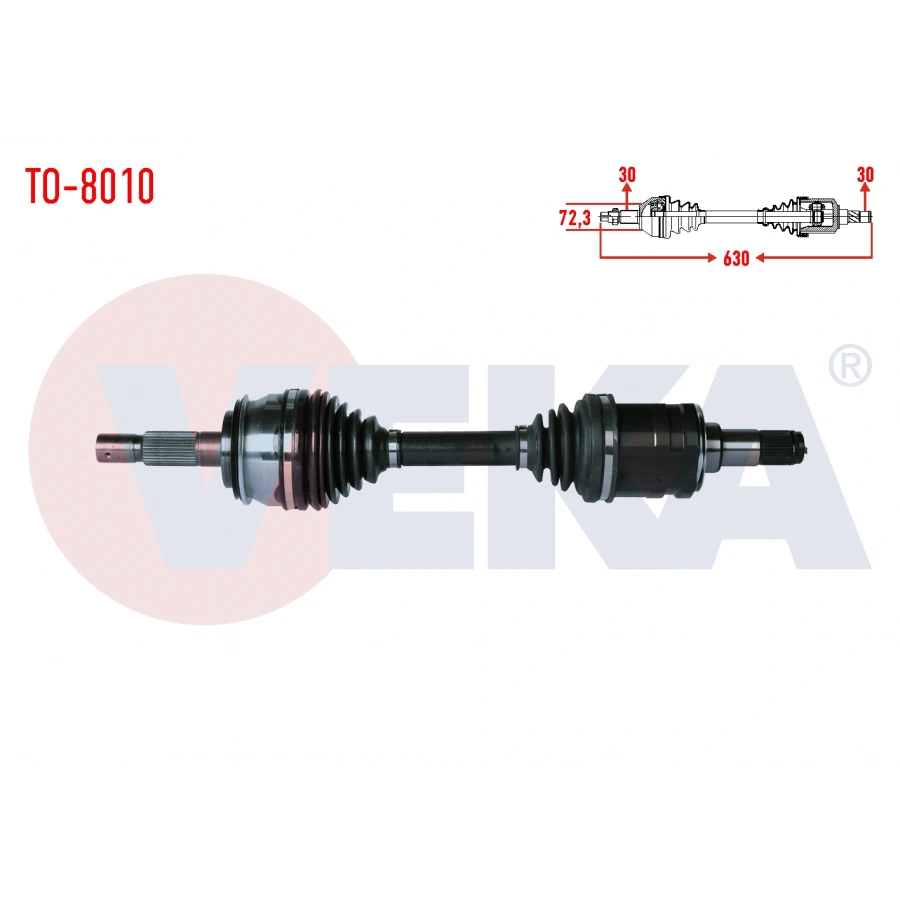 KOMPLE AKS SOL-SAG ON TOYOTA HI-LUX PICK UP (TGN1_, GGN2_, GGN1_, KUN2_, KUN1_) 2.5 D-4D 4X4 UZUNLUK 630mm 2005-2011