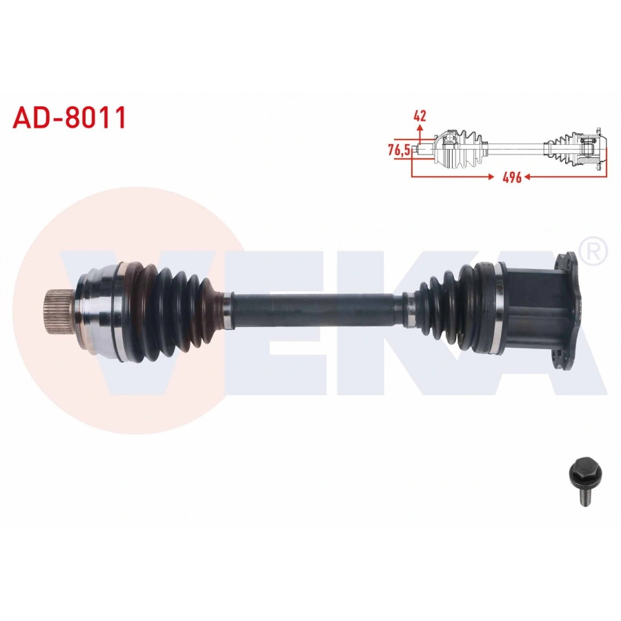 KOMPLE AKS SOL-SAG ON UZUNLUK 496mm AUDI A6 2.0 TDI- 2.0 TFSI - 3.0 TDI 2010-/ A7 2.0 TFSI - 3.0 TDI 2010-/ A8 3.0 TDI 2009-/ Q5 2.0 TDI - 2.0 TFSI 2008-