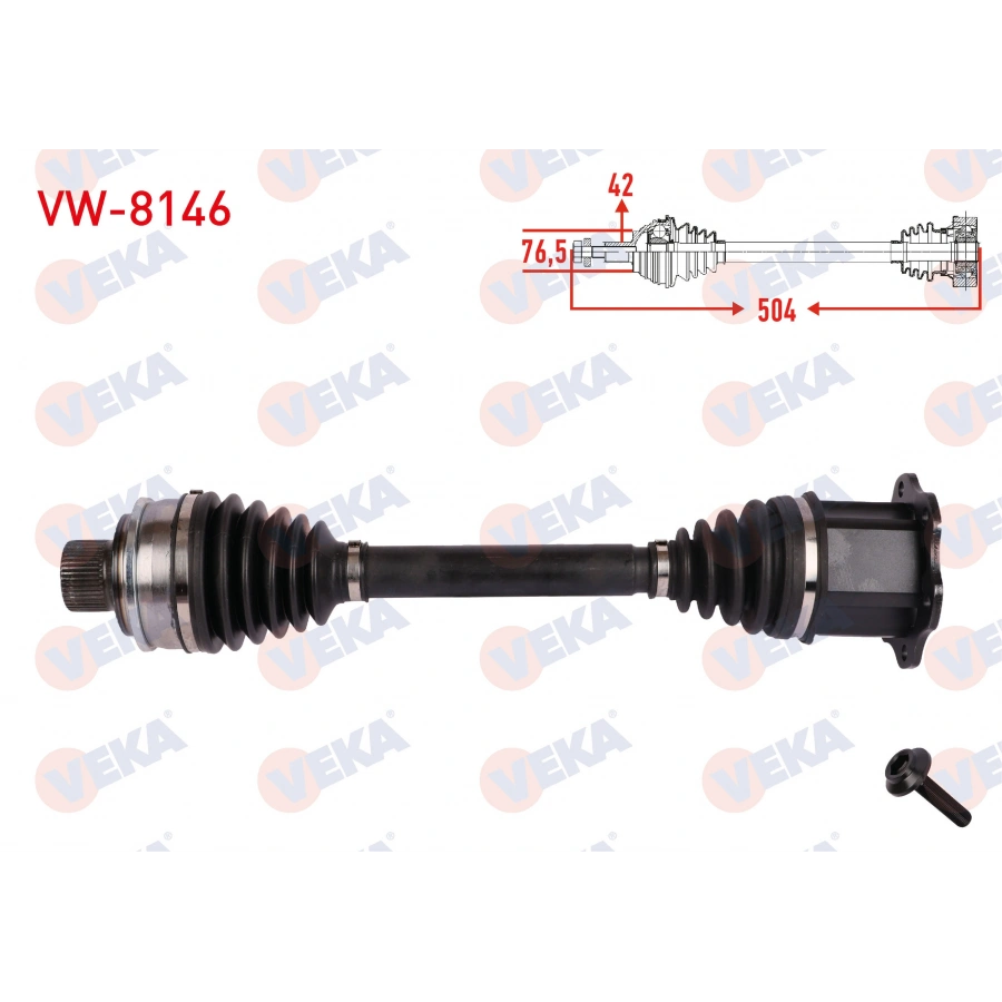 KOMPLE AKS SOL-SAG ON UZUNLUK 504mm VOLKSWAGEN TOUAREG 3.0 TDI 2017- / AUDI Q7 2.0 TFSI, 3.0 TDI 2015- (SADECE SOL)