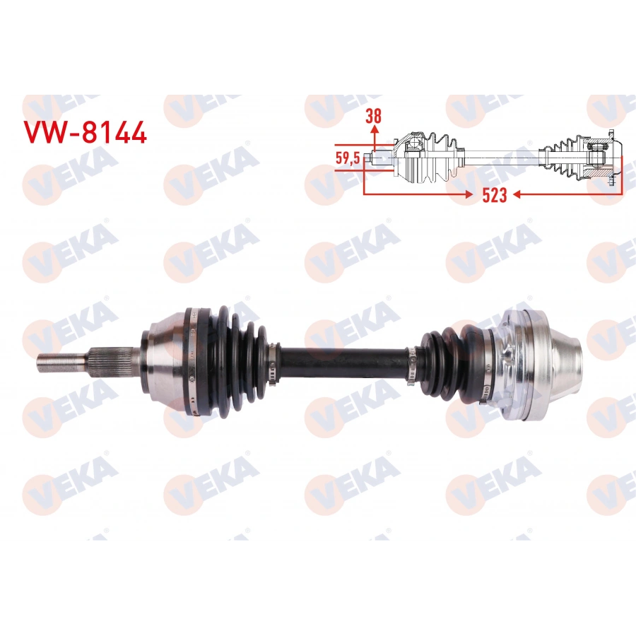 KOMPLE AKS SOL-SAG ON UZUNLUK 523mm VOLKSWAGEN TOUAREG 2.5 R5 TDI A-T/M-T 2003-2010