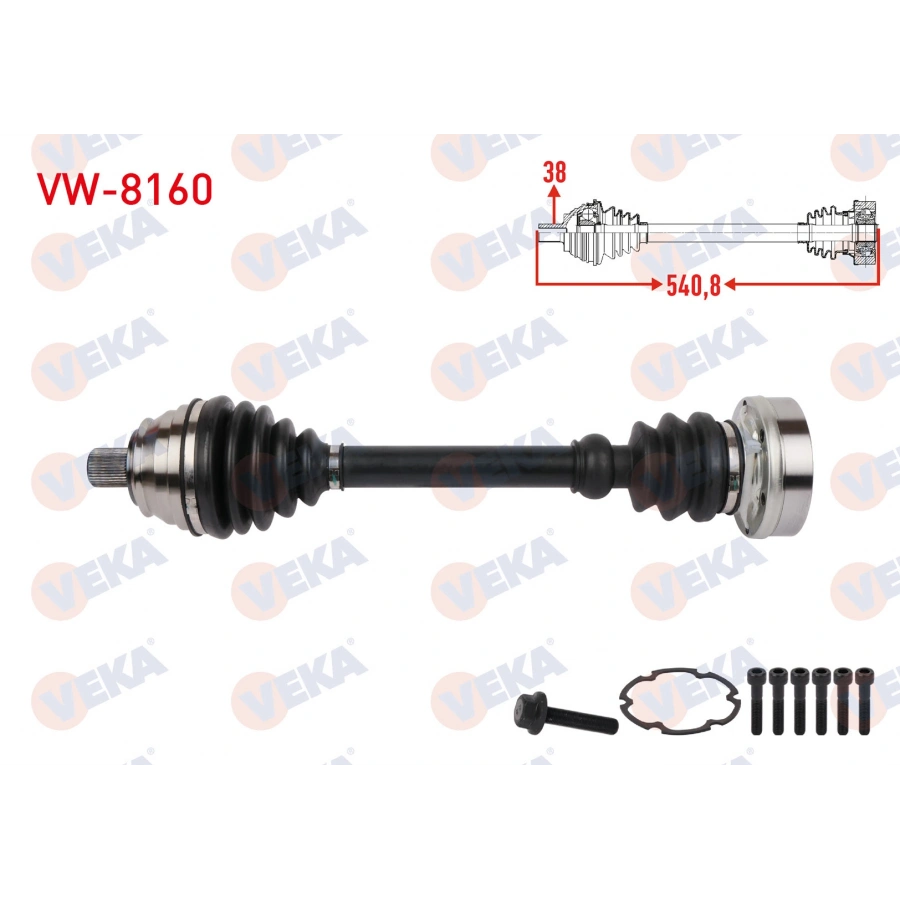 KOMPLE AKS SOL-SAG ON UZUNLUK 541mm VOLKSWAGEN TRANSPORTER IV 2.5 TDI 1995-2003