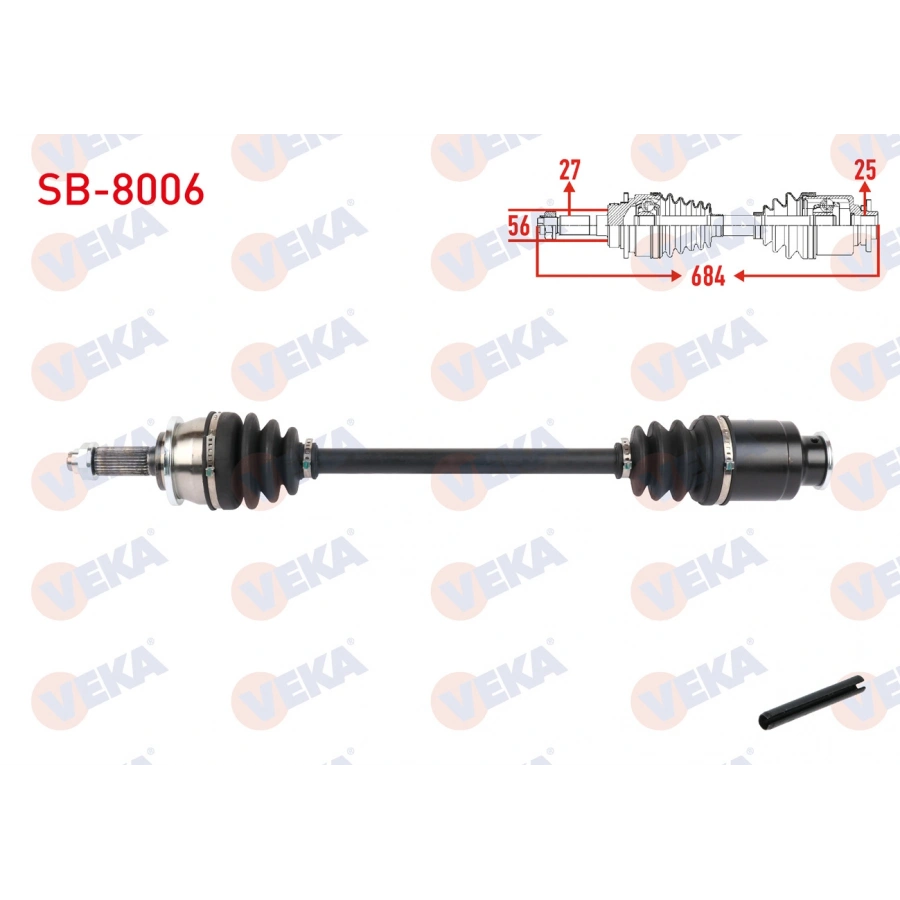 KOMPLE AKS SOL-SAG ON UZUNLUK 684mm SUBARU FORESTER 2.0 1997-2002 / IMPREZA 1.6, 2.0 1996-2000 / LEGACY 1994-1999
