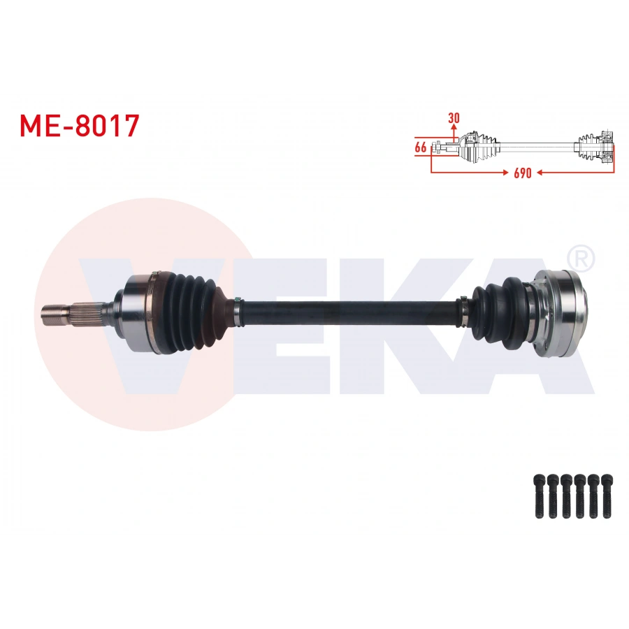 KOMPLE AKS SOL-SAG ON UZUNLUK 690mm MERCEDES SPRINTER 5T (906) 4X4 2006-