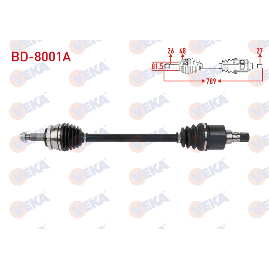 KOMPLE AKS SOL-SAG ON UZUNLUK 789mm ABSLI 48 DIS BYD DOLPHIN 2021-