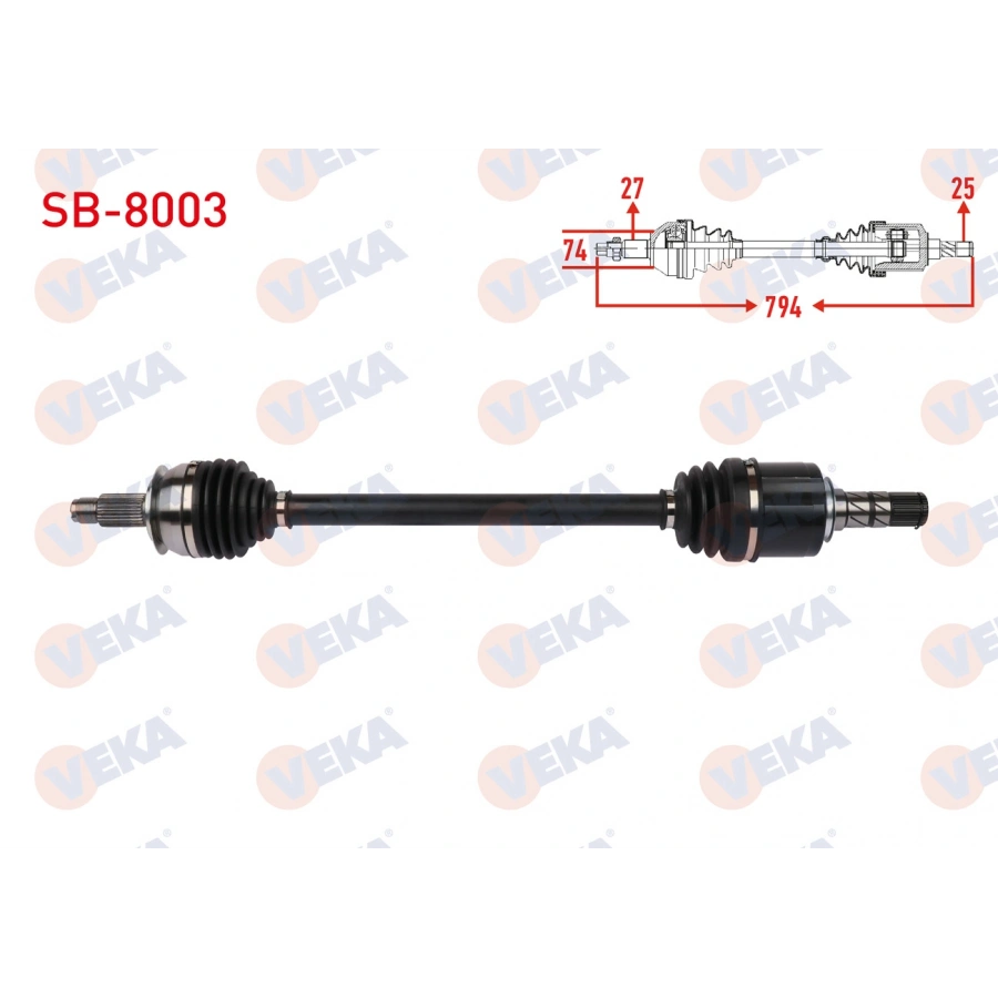 KOMPLE AKS SOL-SAG ON UZUNLUK 794mm 8 MISKETLI SUBARU FORESTER 2.0 2008-2013 / IMPREZA 2.0 - 2.5 2008- / LEGACY 2.0 2009-2014 / OUTBACK 2.0 D 2009- / XV 1.6 2012-