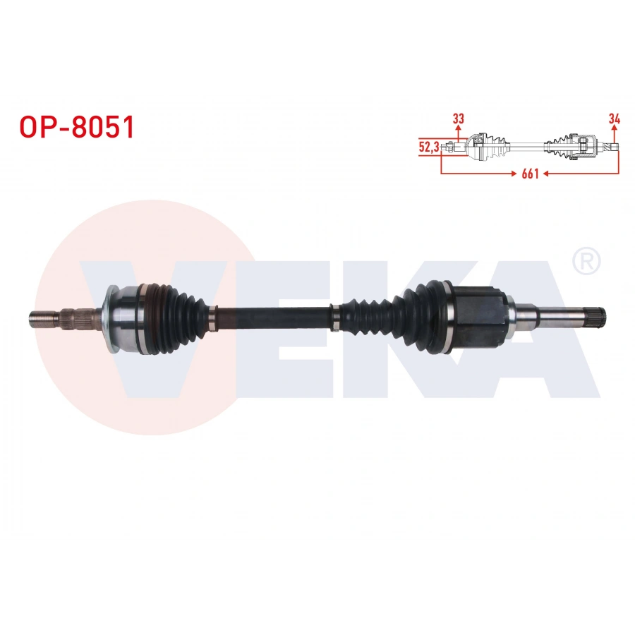 KOMPLE AKS SOL UZUNLUK 661mm OPEL ASTRA K 1.6 CDTI - 1.6 TURBO A/T 2015-