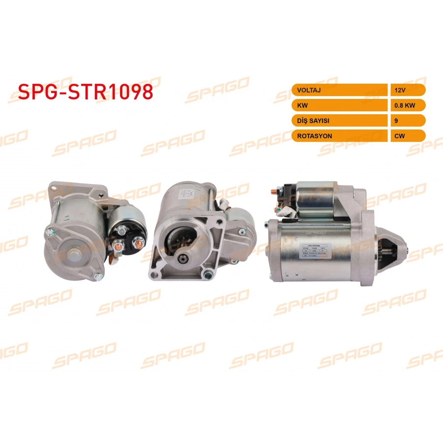 MARS MOTORU 12V 0.8KW 9 DIS CW (STR5163) ALBEA 06-10 - PALIO 98-10 - STRADA 99-06 (1.2 1.4 BENZINLI ARACLAR ICIN)