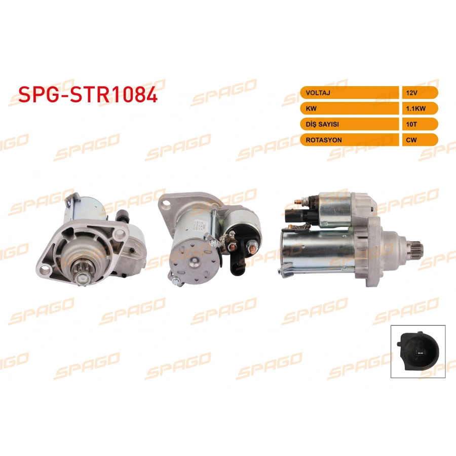 MARS MOTORU 12V 1.1KW 10 DIS CCW (STR3342) PASSAT B6 - GOLF V VI - JETTA III - TIGUAN ( BENZINLI ARACLAR ICIN)