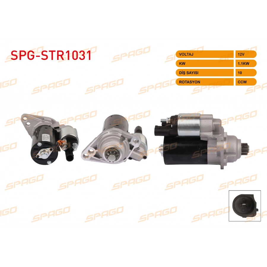 MARS MOTORU 12V 1.1KW 10 DIS CCW (STR6528) GOLF V VI - JETTA III IV - PASSAT B6 B7 / A3 07-15 (FSI TSI ARACLAR ICIN)