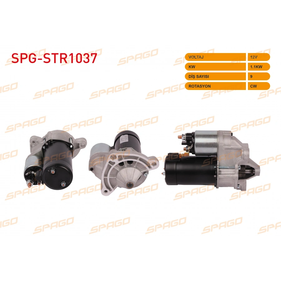 MARS MOTORU 12V 1.1KW 9 DIS CW (STR3020) 106 206 207 301 306 307 / C2 C3 C4 SAXO XSARA (BENZINLI ARACLAR ICIN)