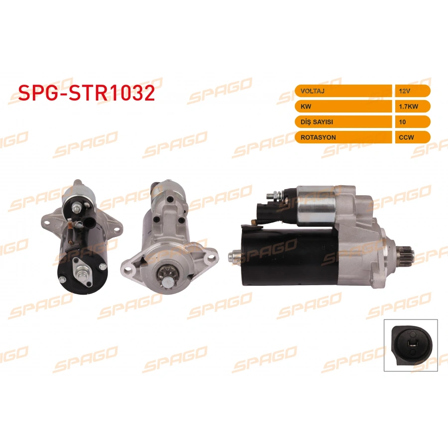 MARS MOTORU 12V 1.7KW 10 DIS CCW (STR6562) PASSAT B6 - GOLF V VI - JETTA III (1.9 2.0 TDI ARACLAR ICIN)