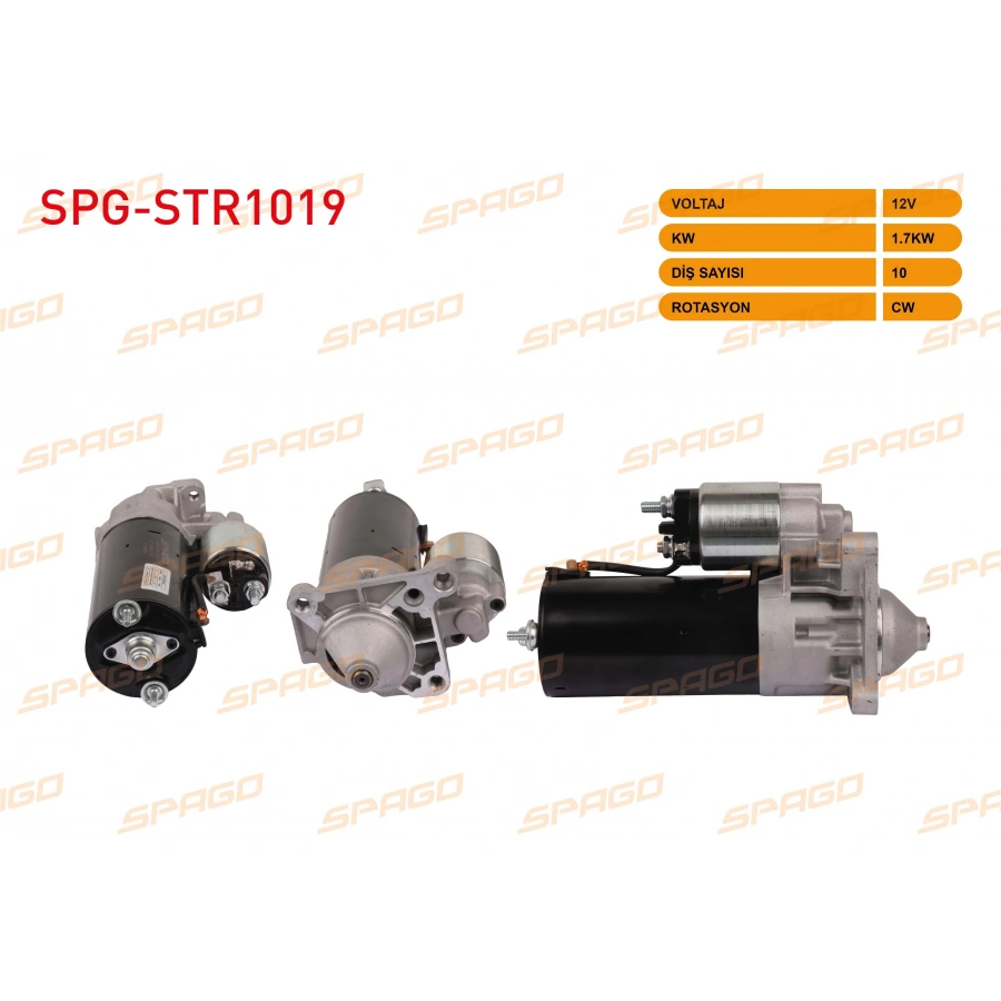 MARS MOTORU 12V 1.7KW 10 DIS CW (STR5200) R19 - KANGOO - MEGANE I - LAGUNA I (1.9 DIZEL ARACLAR ICIN)