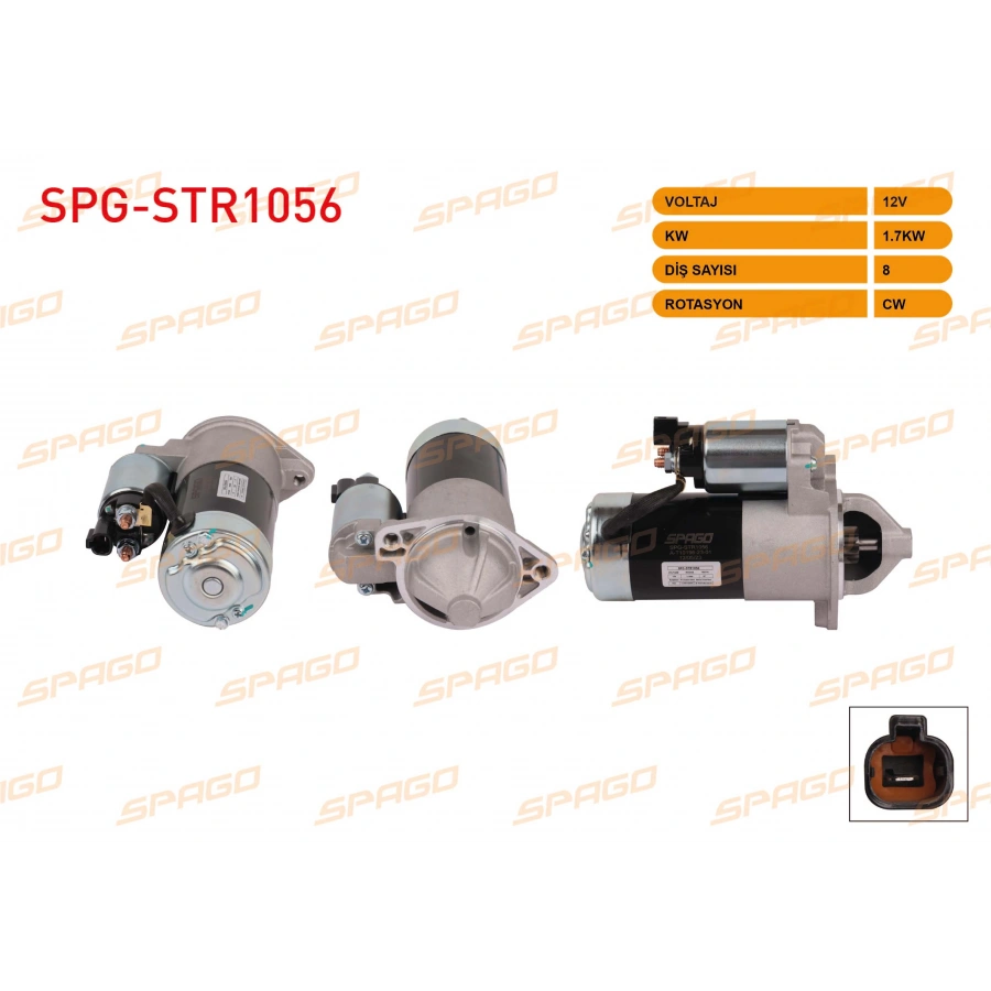 MARS MOTORU 12V 1.7KW 8 DIS CW (STR3415) ACCENT 05-17 - GETZ 05-09 - i20 08-15 / RIO 05-11 - CERATO 05-09 (DIZEL ARACLAR ICIN)