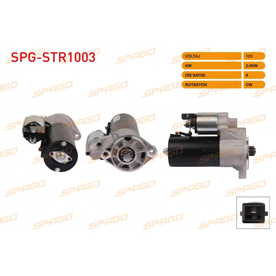 MARS MOTORU 12V 2.0KW 9 DIS CW (STR6600) M12X2 VW LT35 2.5 TDI 96-06