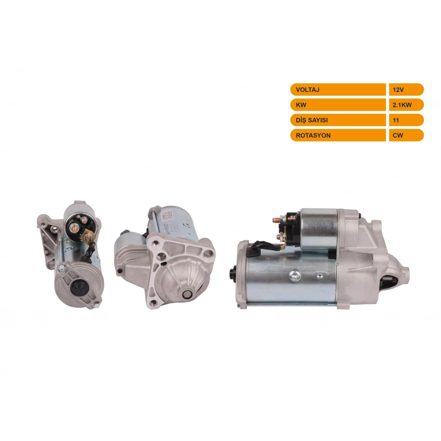MARS MOTORU 12V 2.1KW 11 DIS CW (STR3075) MEGANE II - LAGUNA I II - SCENIC I II - TRAFIC II (1.9 dCi ARACLAR ICIN)