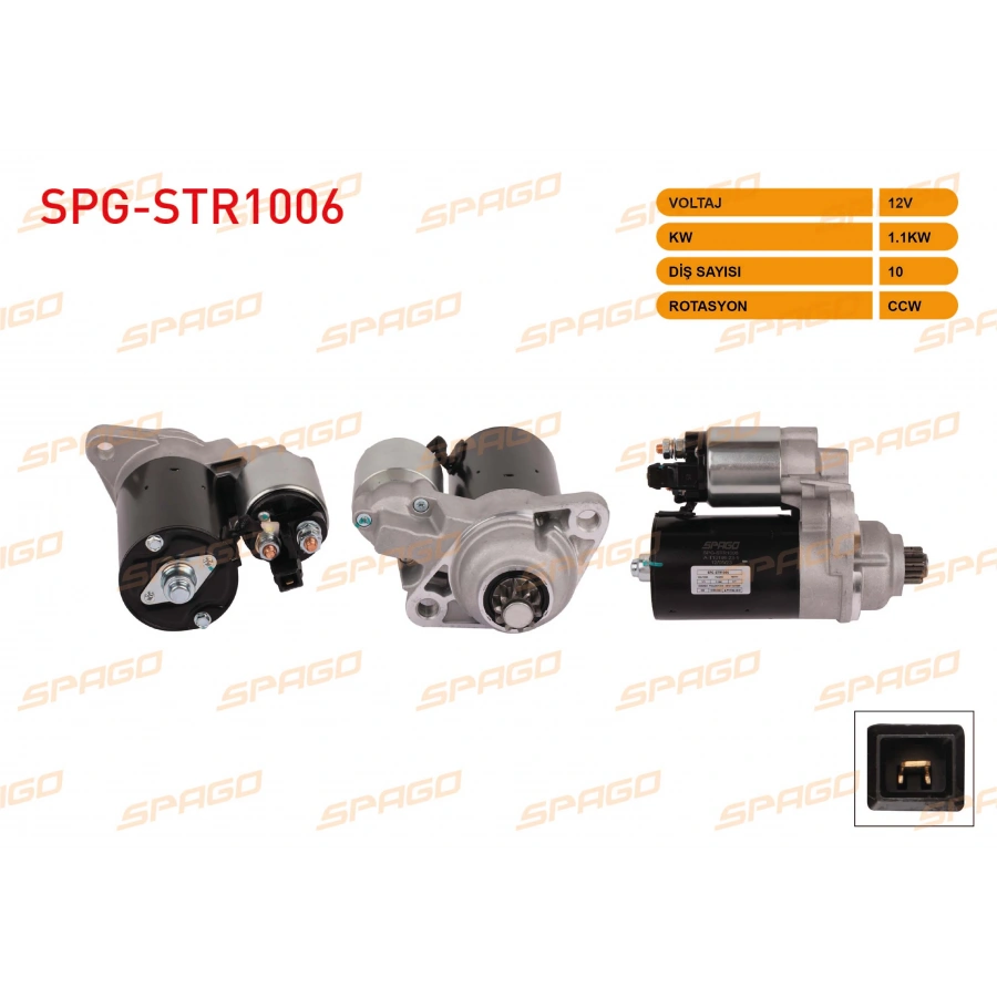 MARS MOTORU (B TIPI) 12V 1.1KW 10 DIS CCW PASSAT B3 B4 - GOLF III IV - BORA I / A3 96-03 (BENZINLI ARACLAR ICIN)