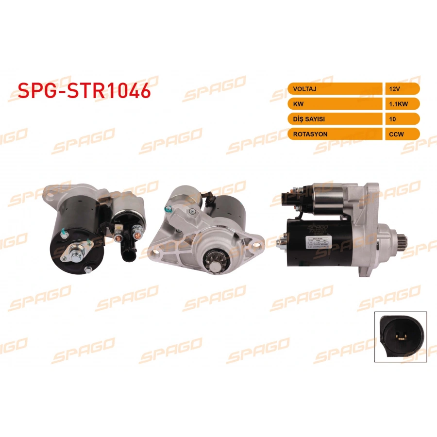 MARS MOTORU (B TIPI) 12V 1.1KW 10 DIS CCW (STR3350) POLO IV V - GOLF V - JETTA III / A3 03-07 (BENZINLI ARACLAR ICIN)