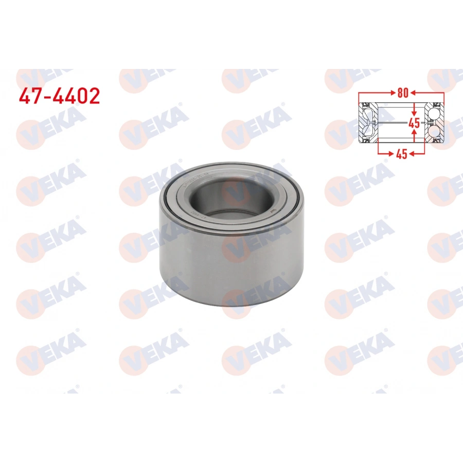 ON-ARKA TEKERLEK RULMANI SOL-SAG 45X80X45 VOLKSWAGEN TRANSPORTER IV 2.5 TDI 1990-2003/ TRANSPORTER IV 2.5 D 1990-2003/ TRANSPORTER IV 2.4 D 1990-2003