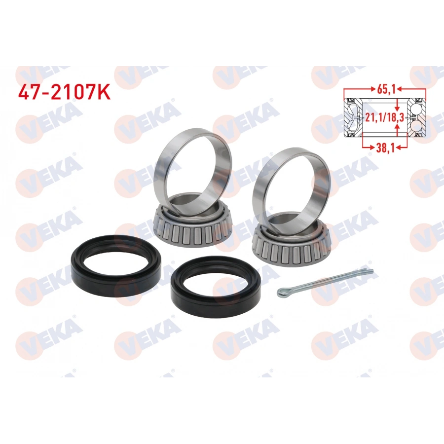 ON TEKERLEK RULMAN KITI SOL-SAG 38,1X65,1X21,1/18,3 HYUNDAI ACCENT I 1.3i - 1.5i 1994-2000/ MITSUBISHI COLT III 1.3 GL - 1.5 1986-1992/ LANCER III 1.5 GLX 1983-1990/ LANCER IV 1.8 GTI 1988-1994