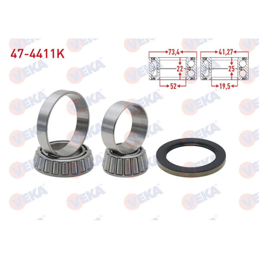 ON TEKERLEK RULMAN KITI SOL-SAG 41,27-25X19,5-22X73,4-52 VOLKSWAGEN LT 28-35 II 2.5 TDI 1996-2006 / MERCEDES SPRINTER 1996-2006