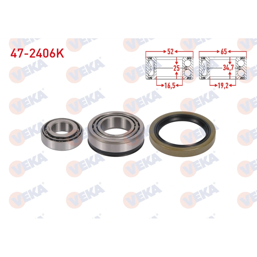 ON TEKERLEK RULMAN KITI SOL-SAG 65X34,7X19,2/52X25X16,5 KIA BESTA 2.2 D 1993-2003