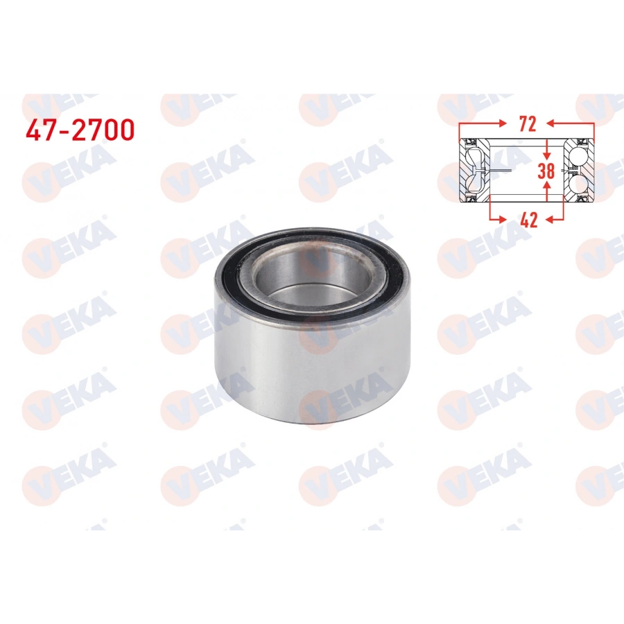 ON TEKERLEK RULMANI SOL-SAG 42X72X38 MAZDA 626 III 1.8i - 2.0 16v 1987-1992/ KIA SEPHIA 1.5i 16v -1.6i 16v 1993-2001