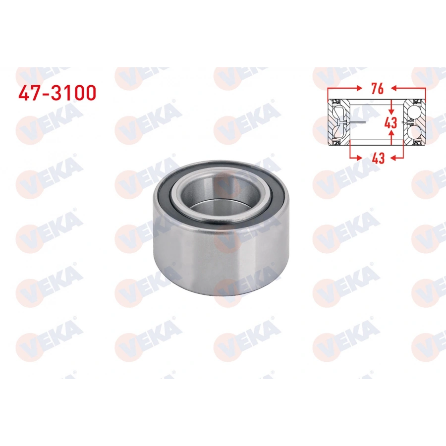 ON TEKERLEK RULMANI SOL-SAG 43X76X43 NISSAN PRIMERA 1.6i - 18i 16v - 2.0i 16v 2002- / PRIMERA 2.2 DCI 2002- / X-TRAIL 2.0i - 2.2 DI 2001-2007