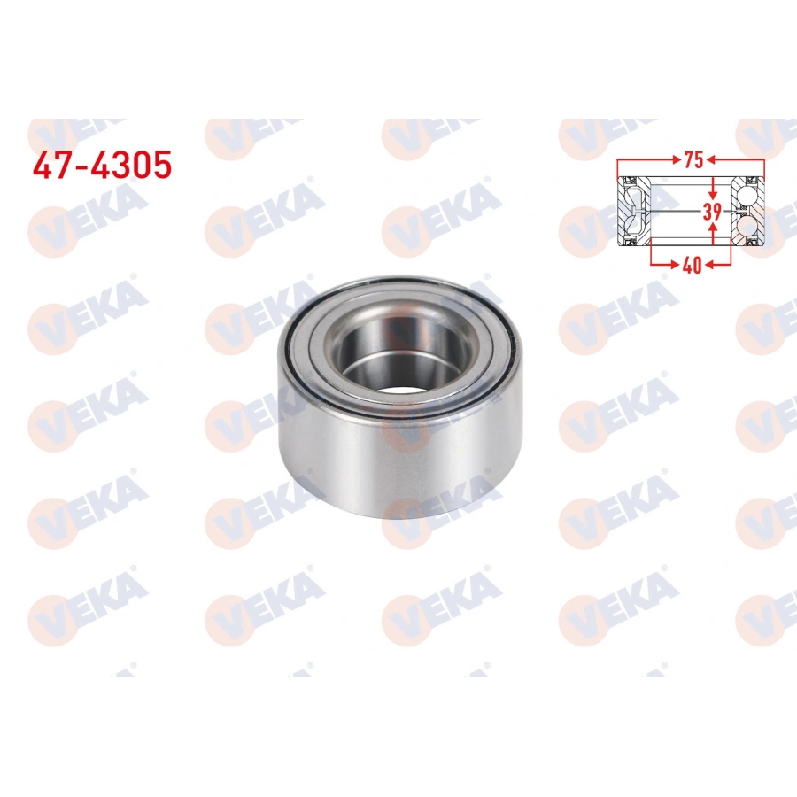 ON TEKERLEK RULMANI SOL-SAG ABS OKUYUCULU 40X75X39 TOYOTA YARIS 1.33 VVT-I - 1.4 D-4D 2006-2010/ YARIS 1.33 - 1.5 HYBRID 2011-