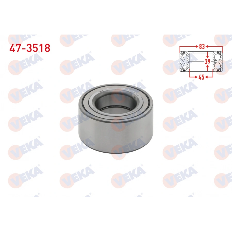 ON TEKERLEK RULMANI SOL-SAG ABS OKUYUCULU 45X83X39 RENAULT KANGOO 1.5 DCI 2008- / LAGUNA III 1.5 DCI - 1.6i 16v - 2.0i 16v - 2.0 DCI 2007-