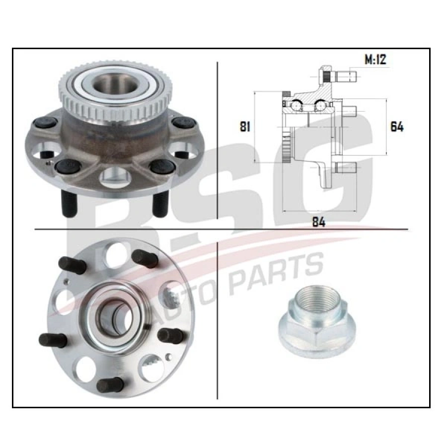 PORYA ARKA RULMANLI : ABS`LI CIVIC (FK, FN) HB 1.4:1.8:2.0:1.6 i-DTEC 06-16
