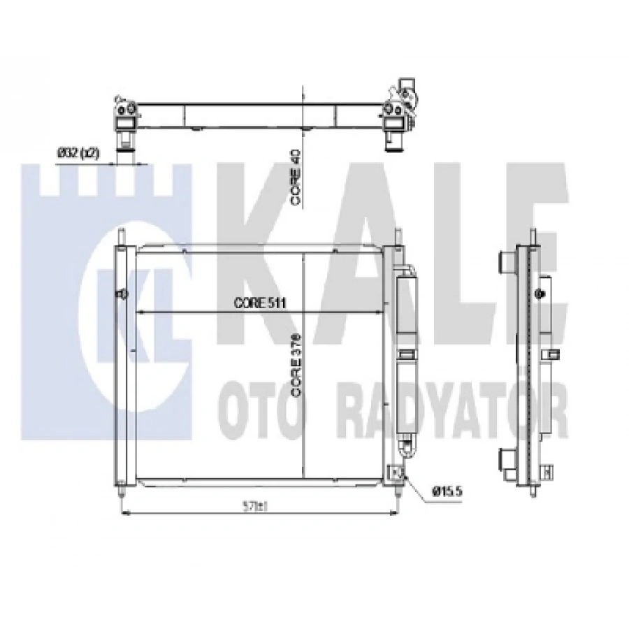 RADYATÖR KOMPLE (MODÜL SU RAD+KIMA RAD.) KONDENSER/BRAZING (AL/AL)/511X378X38 CLIO III/MODUS BM 04-