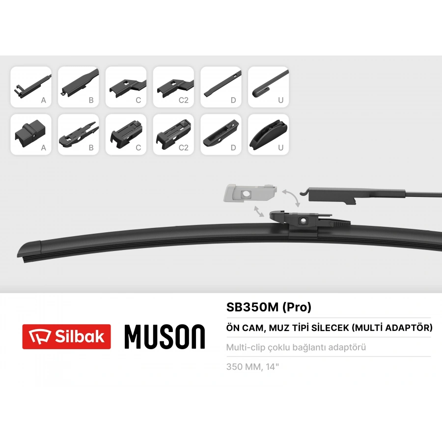 SILECEK SÜPÜRGESI ÖN MUZ TIP 350 MM / MULTI APARATLI (ADET) CONNECT/ANADOL BM BM