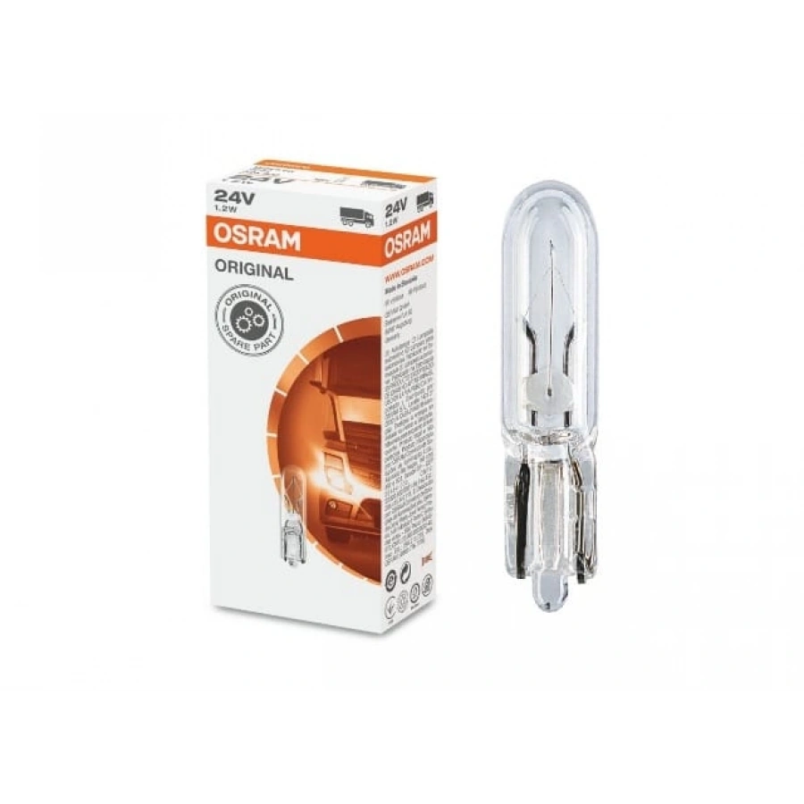STANDART AMPUL- STOP/SİNYAL/PARK/GÖSTERGE AMPULÜ; 24V/1,2W (2741) (DUY W2X4,6D) (OSRAM)