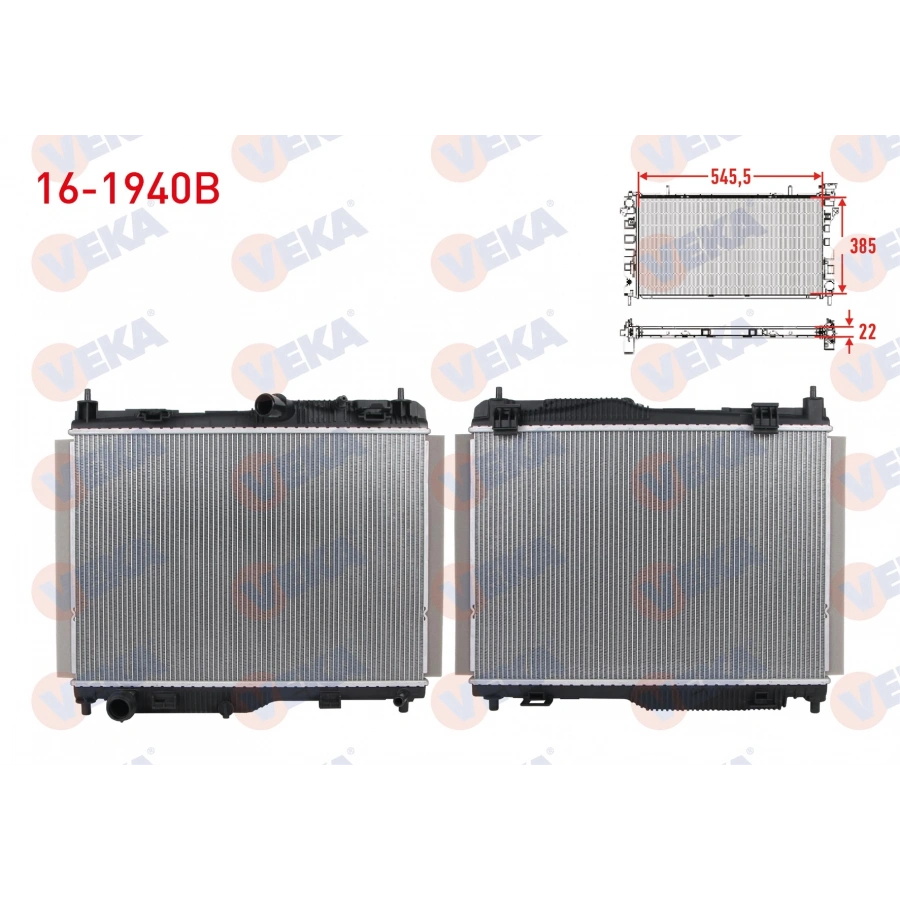 SU RADYATORU BRAZING (5.5mm fin) FORD ECOSPORT 1.0 EcoBoost A-T 2018- / FIESTA VII 1.1 Ti-VCT A-T 2017- / FIESTA VII 1.5 TDCI A-T 2017-