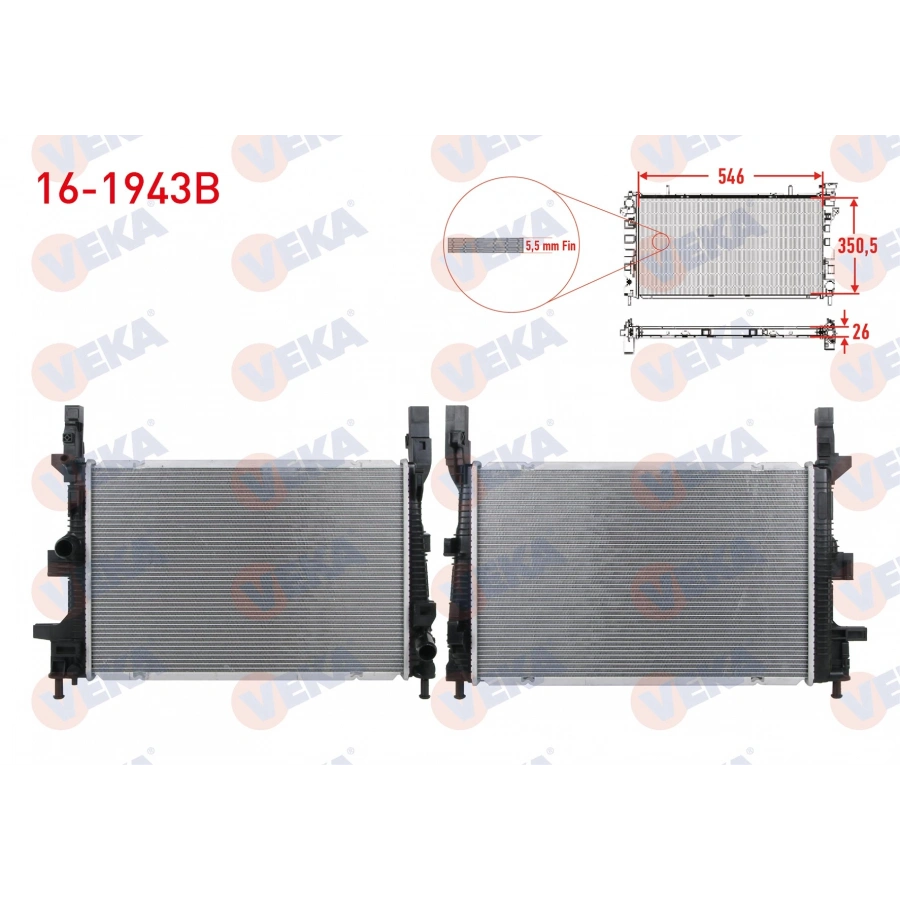 SU RADYATORU BRAZING (5.5mm fin) FORD FOCUS III 1.5 TDCI 2011-2015 / TRANSIT CONNECT 1.5 TDCI 2013-/ C-MAX II 1.5 TDCI 2010-