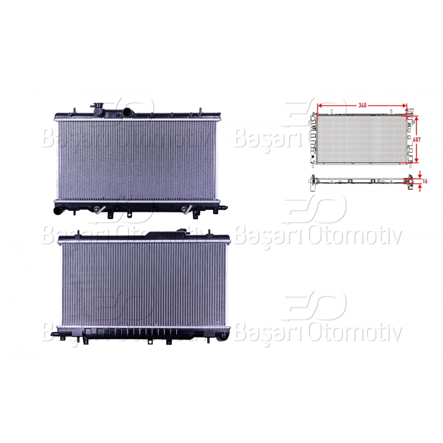 SU RADYATORU BRAZING AT 340X687X16 SUBARU IMPREZA 2.0 TURBO 01>
