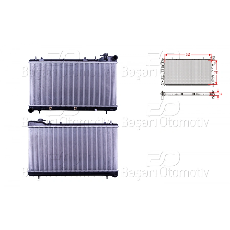 SU RADYATORU BRAZING AT 340X711X16 SUBARU IMPREZA 1.6. 1.8. 2.0 93-98