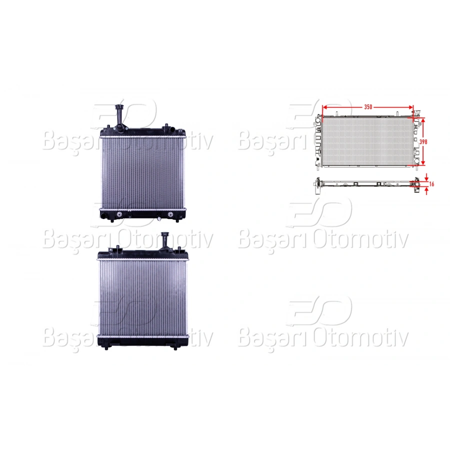 SU RADYATORU BRAZING AT 350X398X16 SUZUKI ALTO 1.0 09>