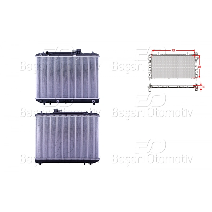 SU RADYATORU BRAZING AT 350X518X16 SUZUKI BALENO (EG) 1.3-16 95-02