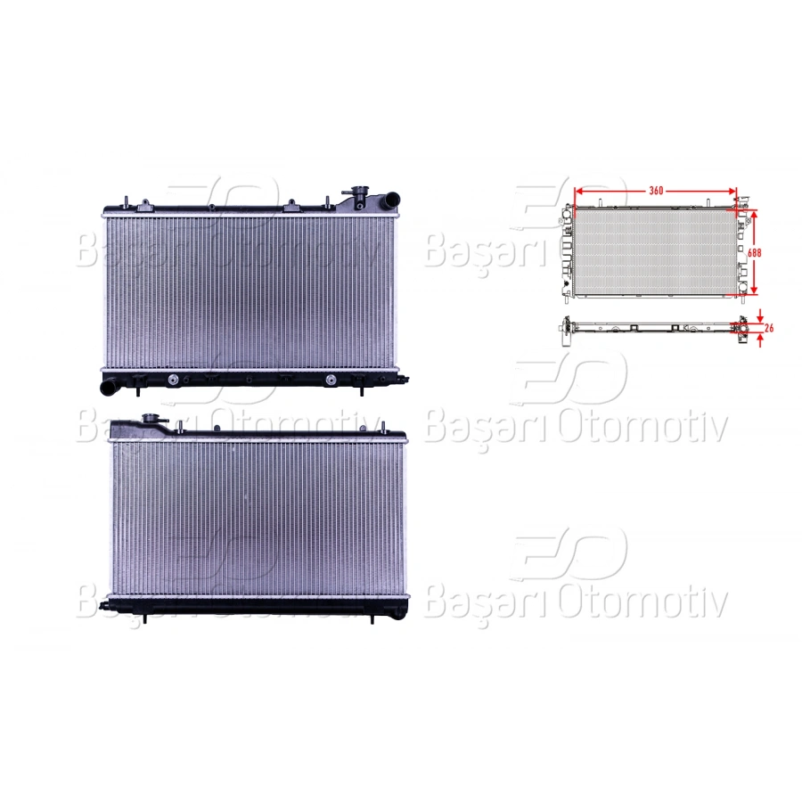 SU RADYATORU BRAZING AT 360X688X26 SUBARU FORESTER (SG) 2.0-2.5 08-08