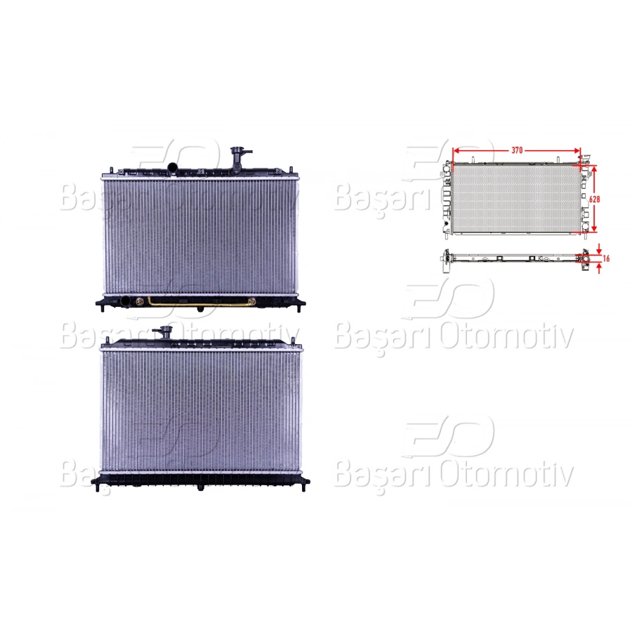 SU RADYATORU BRAZING AT 370X628X16 MM KIA RIO 1.4 05>