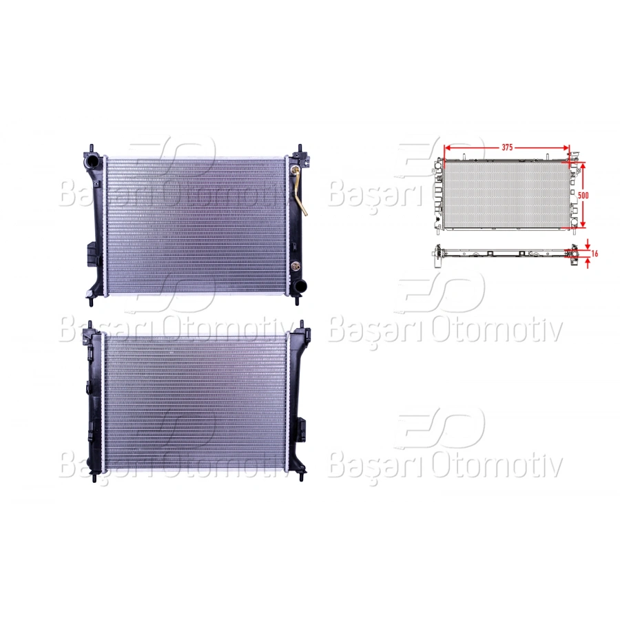 SU RADYATORU BRAZING AT 375X500X16 HYUNDAI I20 1.4.1.6 08>