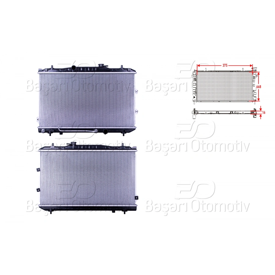 SU RADYATORU BRAZING AT 375X668X16 KIA CERATO (LD)1.6 04-09
