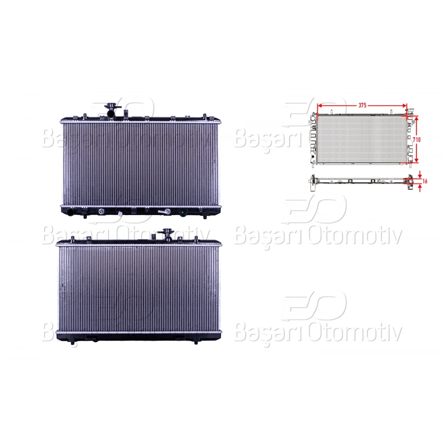 SU RADYATORU BRAZING AT 375X710X16 MM SUZUKI SX4 1.6. FIAT SEDICI 07>