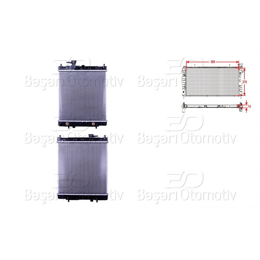 SU RADYATORU BRAZING AT 380X370X16 MM NISSAN MICRA 1.3 92-00